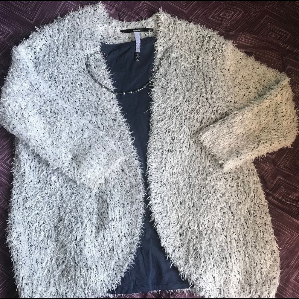 Kensie Eyelash Fuzzy Open Front Cardigan
